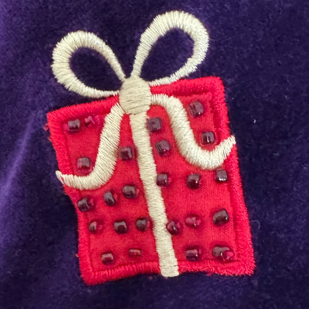 Vintage Velvet Holiday Blouse Jacket Christmas Gift Top beaded 3X - Picture 5 of 10
